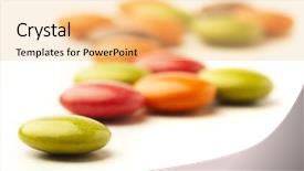  Presentation with white chocolate - PPT layouts with orange green - colorful chocolate candy isolated background and a  colored foreground