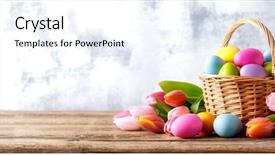  Presentation with blue tulip - Presentation theme consisting of blue floral vintage - easter eggs and tulip flower background and a sky blue colored foreground