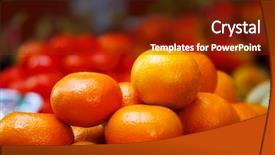  Presentation with photo - Presentation theme with close up photo of a fresh tangerines background and a tawny brown colored foreground