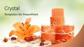  Presentation with green-life - Amazing presentation theme having flowers candles fragrance - spa still life on green backdrop and a soft green colored foreground