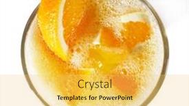  Presentation with orange slice - Colorful presentation enhanced with orange healthy cocktail with mint and litchi served with orange slice isolated on white background backdrop and a yellow colored foreground