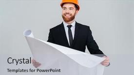  Presentation with black copper radiator of engine - Presentation theme featuring orange helmet with open layout background and a light gray colored foreground