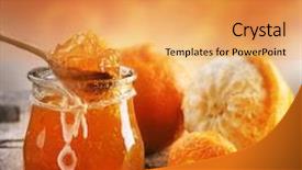 Presentation with jam - Beautiful PPT theme featuring orange homemade jam backdrop and a yellow colored foreground