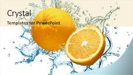  Presentation with water splash - Audience pleasing presentation theme consisting of orange in spray of water backdrop and a yellow colored foreground