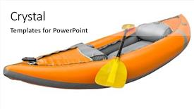  Presentation with one person black shadow - Presentation design with orange inflatable whitewater one person background and a white colored foreground