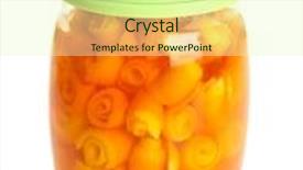  Presentation with jam - Beautiful theme featuring orange jam with zest isolated on white backdrop and a soft green colored foreground