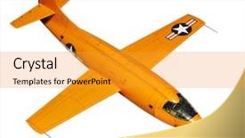  Presentation with fighter jet - Beautiful presentation theme featuring orange jet jet is plastic backdrop and a gold colored foreground