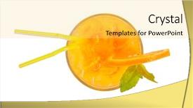  Presentation with tropical top view summer botanical - PPT theme having orange juice - fresh summer cocktail from upper background and a yellow colored foreground