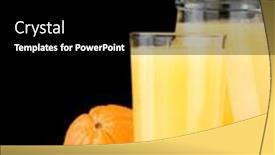  Presentation with orange fruit - Slide deck consisting of orange juice and fruit isolated on black background background and a black colored foreground