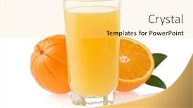  Presentation with orange fruit - Amazing slide set having saronno 3d rendering a red hanging sign backdrop and a light gray colored foreground.