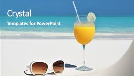  Presentation with bahamas - Beautiful presentation design featuring orange juice and sunglasses on the beach exuma bahamas backdrop and a teal colored foreground