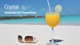  Presentation with bahamas - Audience pleasing slides consisting of caribbean food - orange juice and sunglasses backdrop and a teal colored foreground