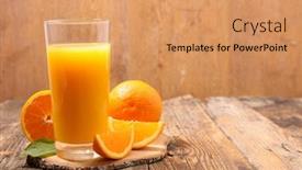  Presentation with orange juice - PPT theme featuring orange-juice-in-glass background and a coral colored foreground
