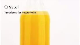  Presentation with lid - Theme with orange juice in the bottle with blue lid with fresh piece of orange background and a pink colored foreground