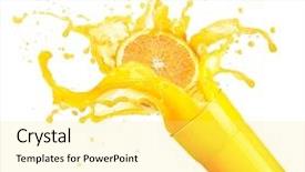  Presentation with orange juice - PPT theme featuring orange juice splash isolated background and a yellow colored foreground