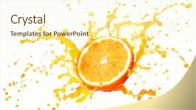  Presentation with orange juice - Colorful presentation theme enhanced with orange juice splash isolated backdrop and a cream colored foreground