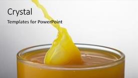  Presentation with out line of glass bottle - Colorful PPT theme enhanced with orange juice splashing backdrop and a  colored foreground