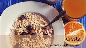  Presentation with healthy eating - Colorful PPT theme enhanced with orange juice top view blue backdrop and a coral colored foreground