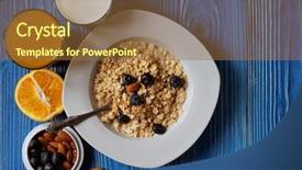  Presentation with healthy food - Slide set having orange juice top view blue background and a tawny brown colored foreground