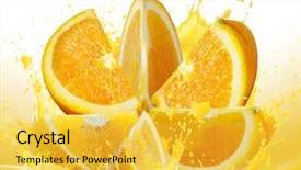  Presentation with orange slice - PPT theme consisting of orange juice background and a yellow colored foreground