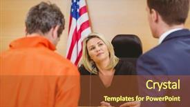  Presentation with international law court system - Colorful presentation enhanced with orange jumpsuit in the court backdrop and a red colored foreground