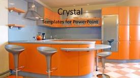  Presentation with dragonfly orange - PPT theme consisting of orange kitchen interior background and a coral colored foreground