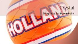  Presentation with red leather cricket ball hitting - Slide set having orange leather dutch soccer ball isolated over white background and a coral colored foreground