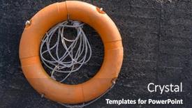  Presentation with heavy equipment larger orange digger - Slide deck consisting of orange-lifebuoy-at-the-shoreline and a dark gray colored foreground