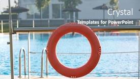  Presentation with blue orange - Beautiful slides featuring orange-lifebuoy-floating backdrop and a gray colored foreground