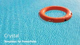  Presentation with blue orange - Amazing slides having orange-lifebuoy-floating backdrop and a teal colored foreground