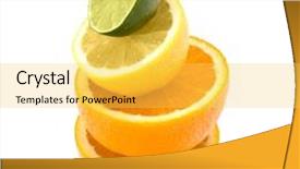  Presentation with citrus - Audience pleasing slide set consisting of orange lime green - citrus fruits isolated on white backdrop and a yellow colored foreground