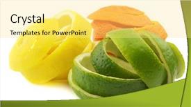 Presentation with fruit and trees - Theme featuring orange lime green - fruit peel background and a yellow colored foreground