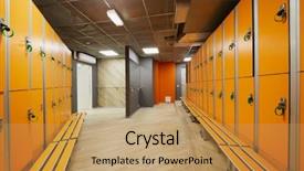  Presentation with locker room - Slides with orange lockers and bench background and a yellow colored foreground