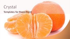  Presentation with orange fruit - Beautiful slides featuring orange mandarin or tangerine fruit isolated on white background backdrop and a sky blue colored foreground