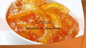  Presentation with bowl - Amazing PPT theme having orange marmalade in a small backdrop and a gold colored foreground