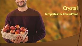  Presentation with growing tree - Colorful PPT theme enhanced with orange maroon - portrait of man holding basket backdrop and a tawny brown colored foreground