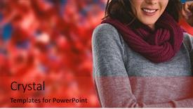  Presentation with hat - Presentation having orange maroon - portrait of young woman background and a red colored foreground