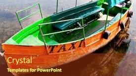  Presentation with taxi - Beautiful PPT layouts featuring orange-motorboat-in-the-lake backdrop and a tawny brown colored foreground
