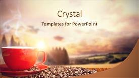  Presentation with sack of coffee beans - Amazing PPT theme having orange mug and coffee beans backdrop and a cream colored foreground