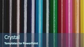  Presentation with crayon - Audience pleasing PPT theme consisting of orange navy - backgroung of wooden colorful crayon backdrop and a ocean colored foreground