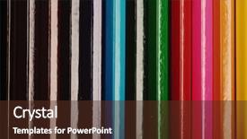  Presentation with crayon - PPT theme having orange navy - backgroung of wooden colorful crayon background and a tawny brown colored foreground