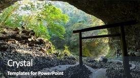  Presentation with inside an ice cave - Slides having orange navy - torii inside cave background and a tawny brown colored foreground