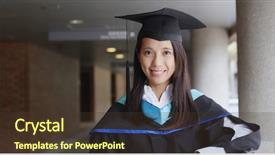  Presentation with graduation black graduate hat - Amazing slide deck having orange navy - woman get graduation in university backdrop and a tawny brown colored foreground