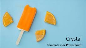  Presentation with orange slice - Presentation theme enhanced with orange on a blue background and a light blue colored foreground