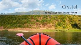  Presentation with boat river - Beautiful presentation theme featuring orange-packraft-rubber-boat backdrop and a light blue colored foreground