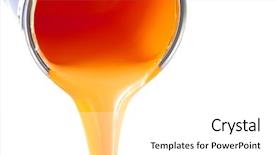  Presentation with paint bucket - Beautiful theme featuring home decorating - orange paint flows backdrop and a white colored foreground