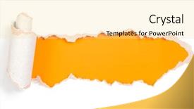  Presentation with torn paper - Colorful slide deck enhanced with orange pattern - paper hole with torn edges backdrop and a blonde colored foreground