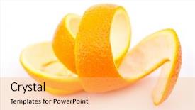  Presentation with orange peel isolated - Colorful presentation design enhanced with orange peel against white background backdrop and a yellow colored foreground