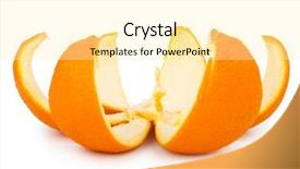  Presentation with orange peel isolated - Colorful theme enhanced with orange peel isolated on white backdrop and a blonde colored foreground