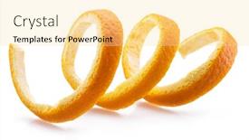  Presentation with orange peel isolated - Amazing presentation theme having orange peel or orange twist on white background close-up backdrop and a blonde colored foreground